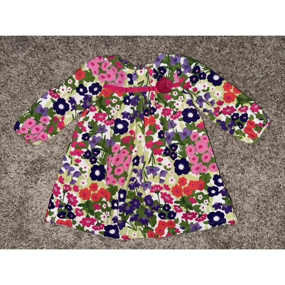 Gymboree Floral Corduroy Dress Girls 3T‎ Long Sleeve Pink Green Purple